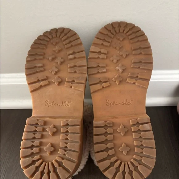 Splendid Tan Cream Sherpa Lace-Up Ankle Boots Sz 6 - Picture 6 of 6